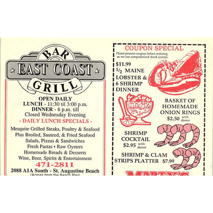 Capt Jacks Restaurant 410 Anastasia Blvd St. Augustine FL 1989 Ad AF9-12