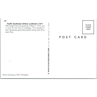 Pacific Southwest Airlines Lockheed L-1011 Vintage Postcard PC18