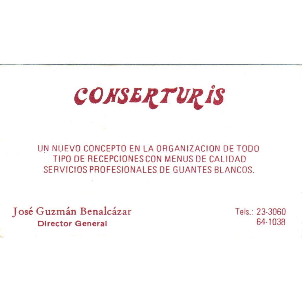 Conserturis José Guzmán Benalcázar Vintage Business Card SD8-B15
