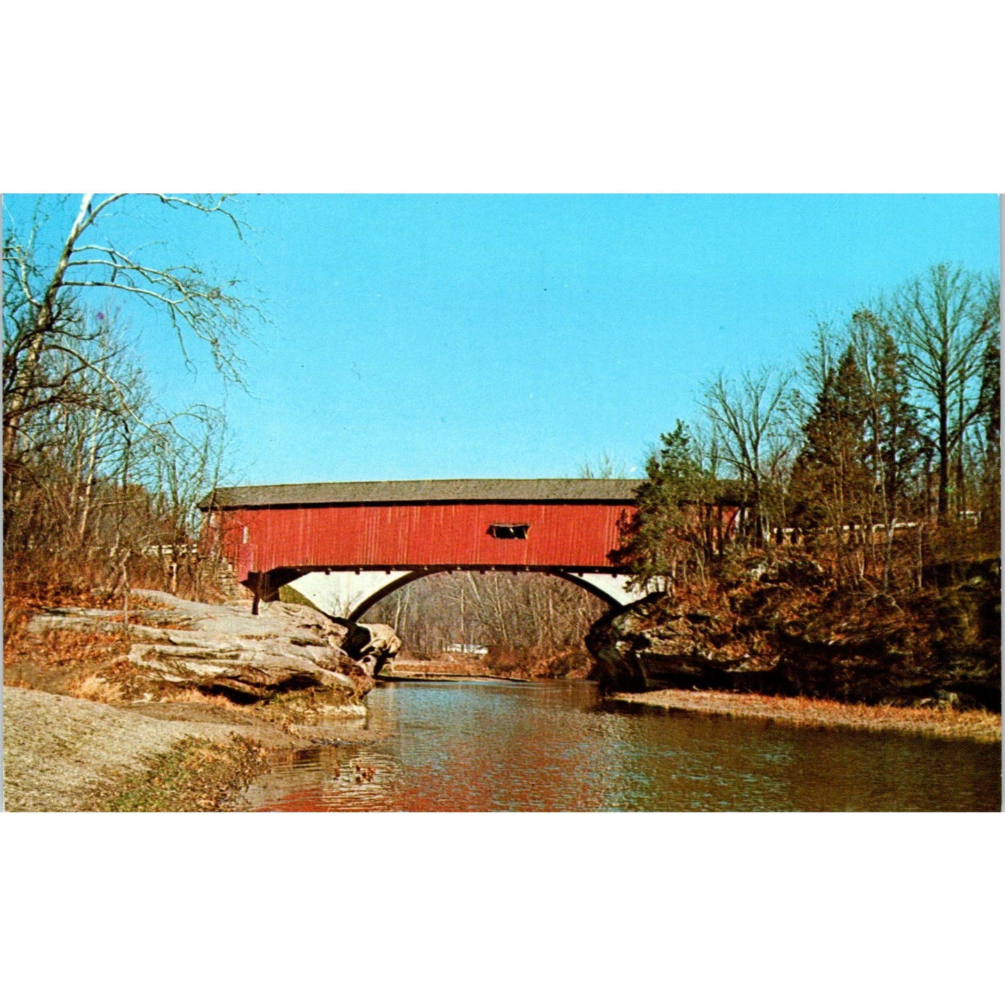 Parke County IN No 37 Narrows Bridge Vintage Covered Bridge Postcard PD1