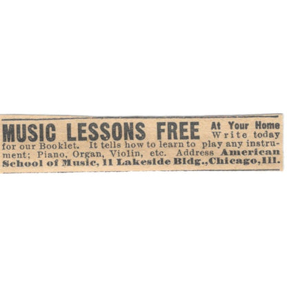 Music Lessons Free American School of Music Chicago 1910 Magazine Ad AF1-SS7