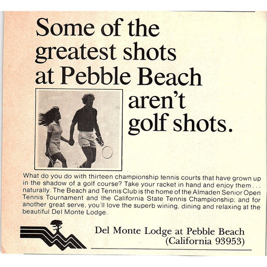 The Beach & Tennis Club Del Monte Lodge at Pebble Beach CA 1977 Ad AF3-M2