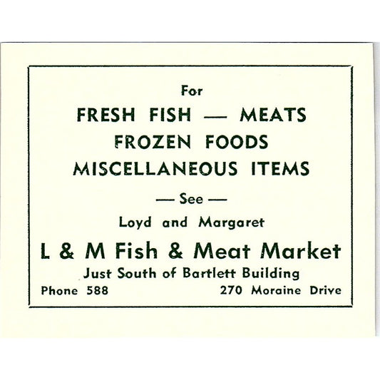 L&M Fish and Meat Market 270 Moraine Drive 1957 Estes Park CO Ad AG4-S10