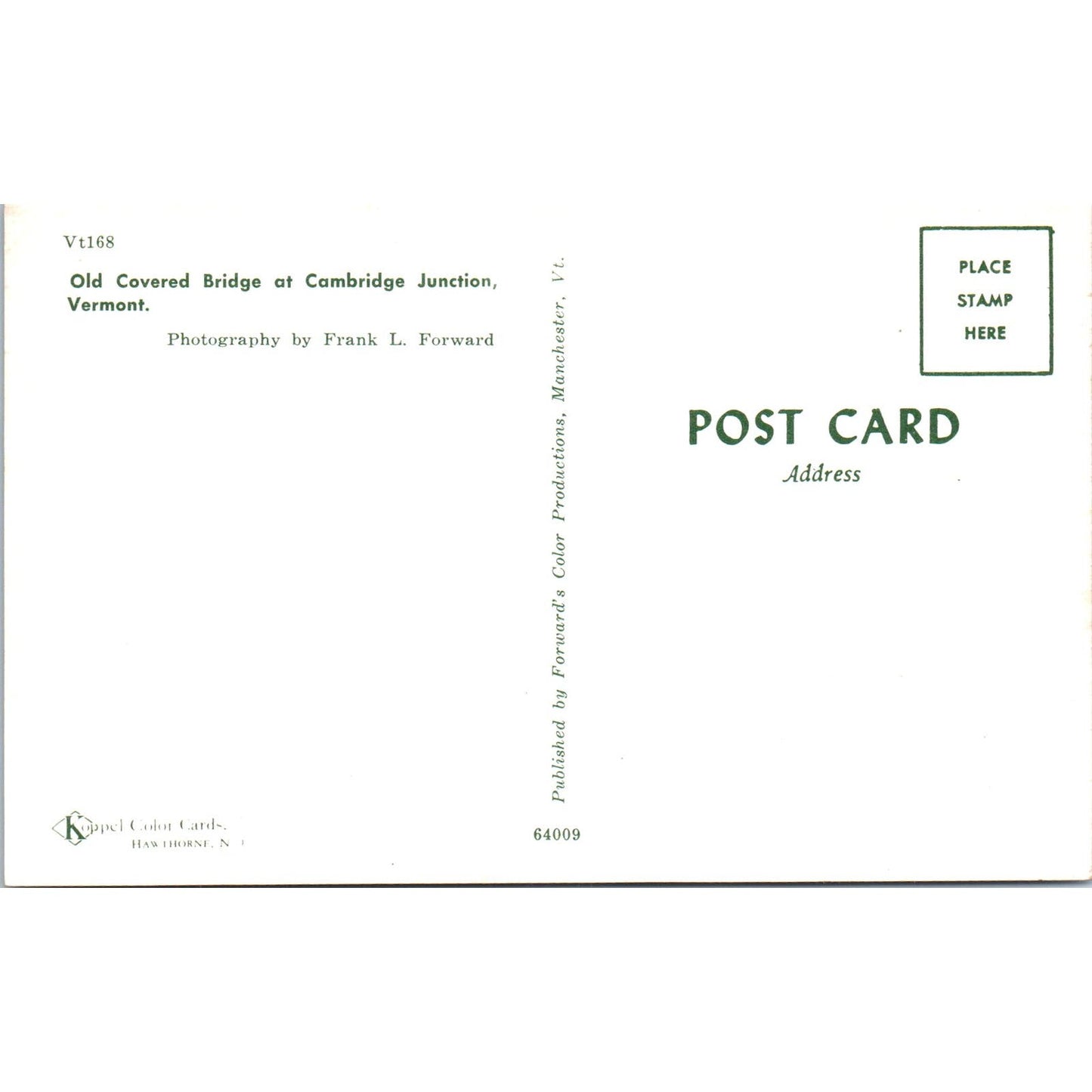 Old Covered Bridge at Cambridge Junction VT Vintage Covered Bridge Postcard PD3