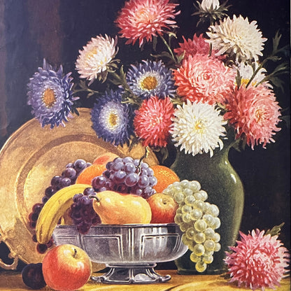 Otto W Schulze - Fruit and Flowers Lithograph Vintage Art Print 9x11 V6