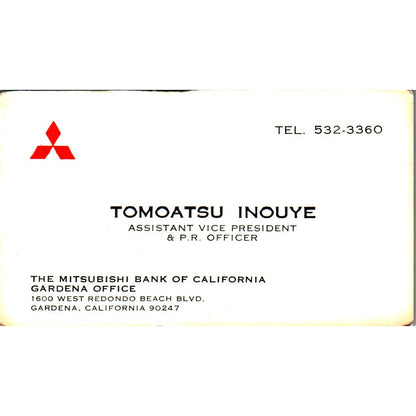 Tomoatsu Inouye Mitsubishi Bank of California Gardena Vtg Business Card SE3-B9