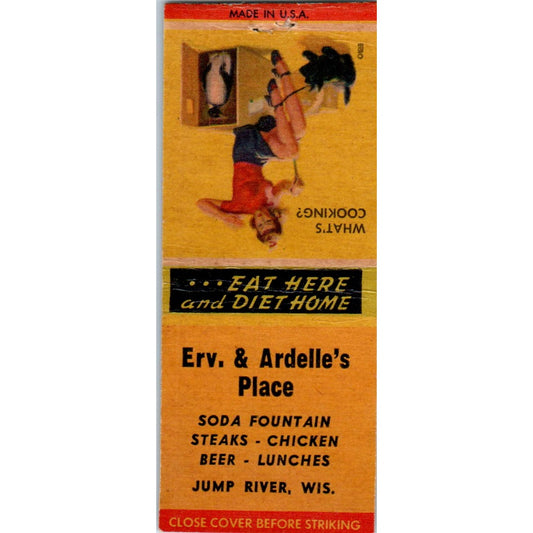 Erv & Ardelle's Place Jump River WI Pinup Vintage Matchbook Cover SD4-Y13