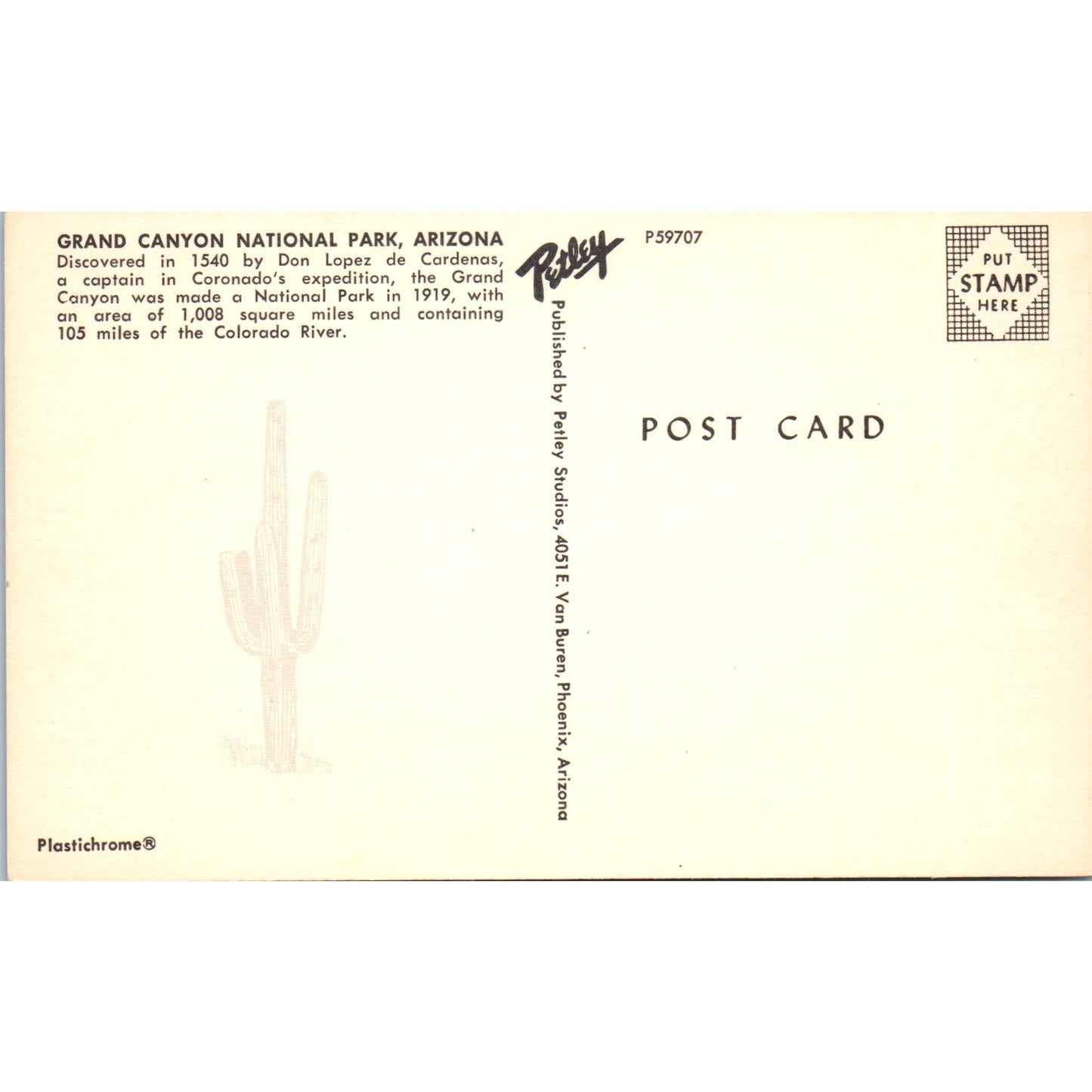 Grand Canyon National Park Arizona Vintage Postcard PE4