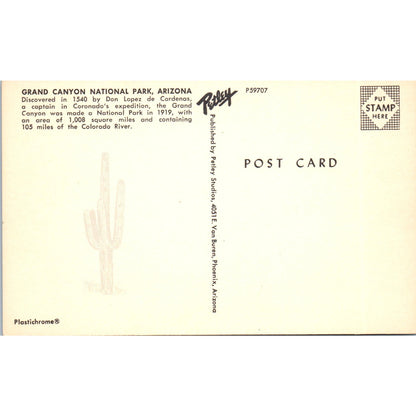 Grand Canyon National Park Arizona Vintage Postcard PE4