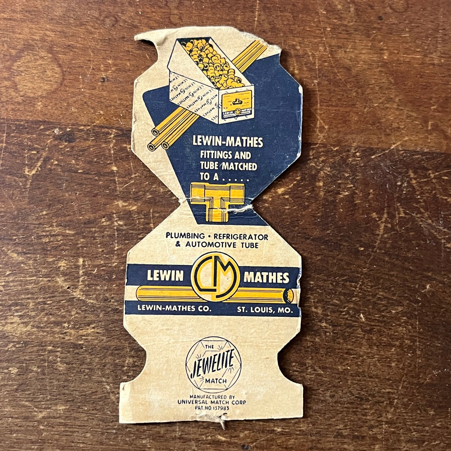 Lewin Mathes Copper Tube St. Louis MO Vintage Matchbook Cover TH2-Y3
