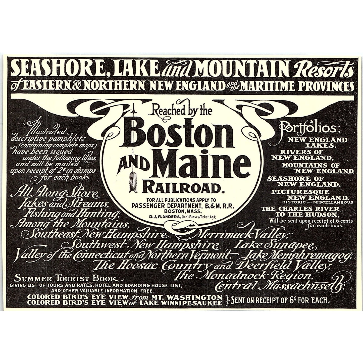 Seashore Lake and Mountain Resorts Boston & Maine Railroad - 1904 Ad AF5-1