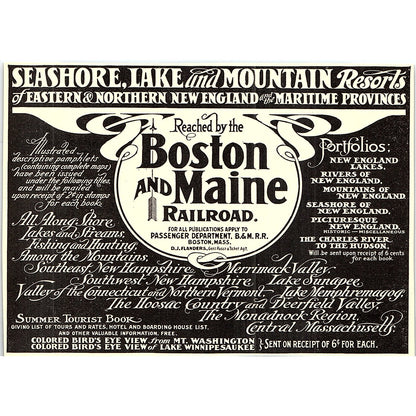 Seashore Lake and Mountain Resorts Boston & Maine Railroad - 1904 Ad AF5-1