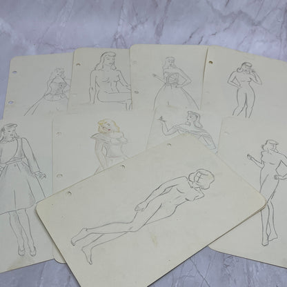 1940s Lot of 15 Art Student 5x8 Female Figural Sketches Winifred Schutsky TC5