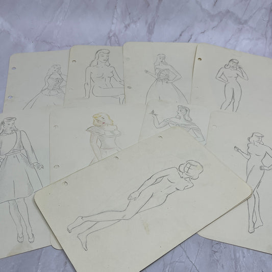 1940s Lot of 15 Art Student 5x8 Female Figural Sketches Winifred Schutsky TC5