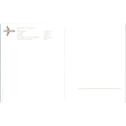 Swiss Air Boeing 747-257 B Vintage Postcard PC19