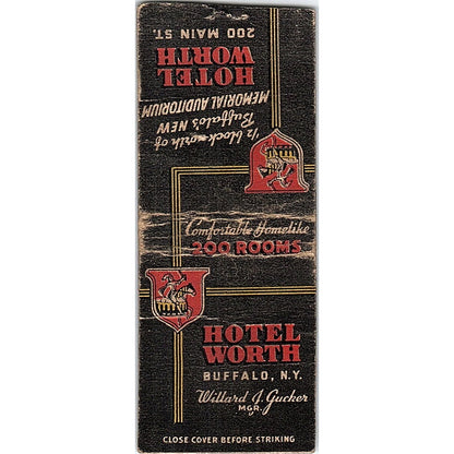 Hotel Worth Buffalo NY Willard J, Gucker Vintage Matchbook Cover SF3-Y4