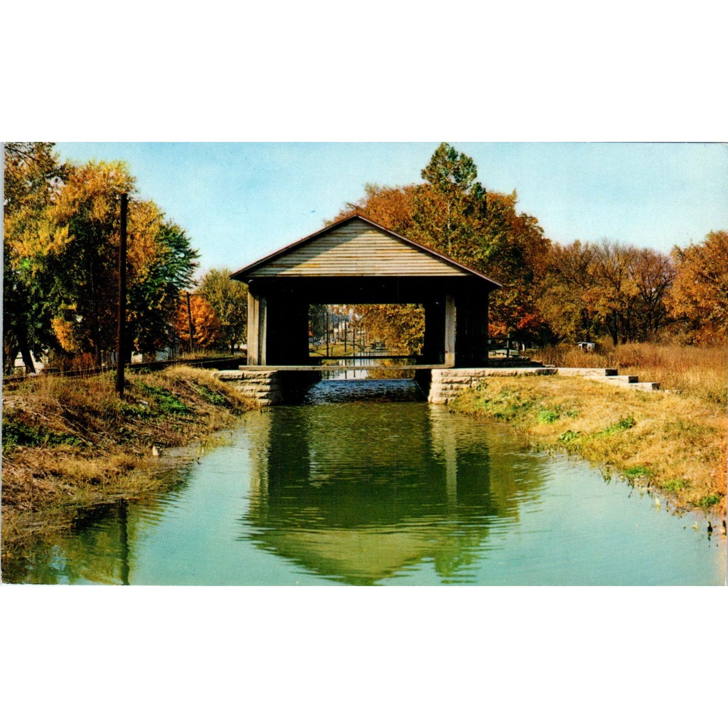 The Aqueduct at Metamora Indiana Duck Creek Covered Bridge Postcard PC1
