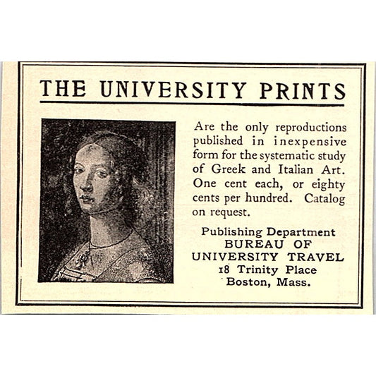 The University Prints Bureau of University Travel Boston MA - 1908 Ad AF5-5