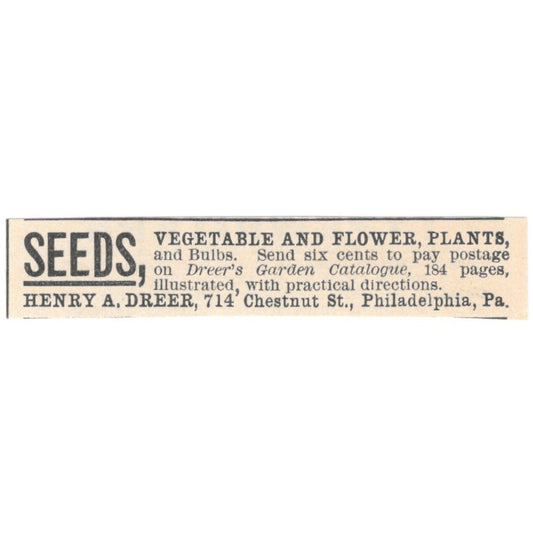 Henry A. Dreer Seeds and Flowers Philadelphia PA 1892 Magazine Ad AK6-S3