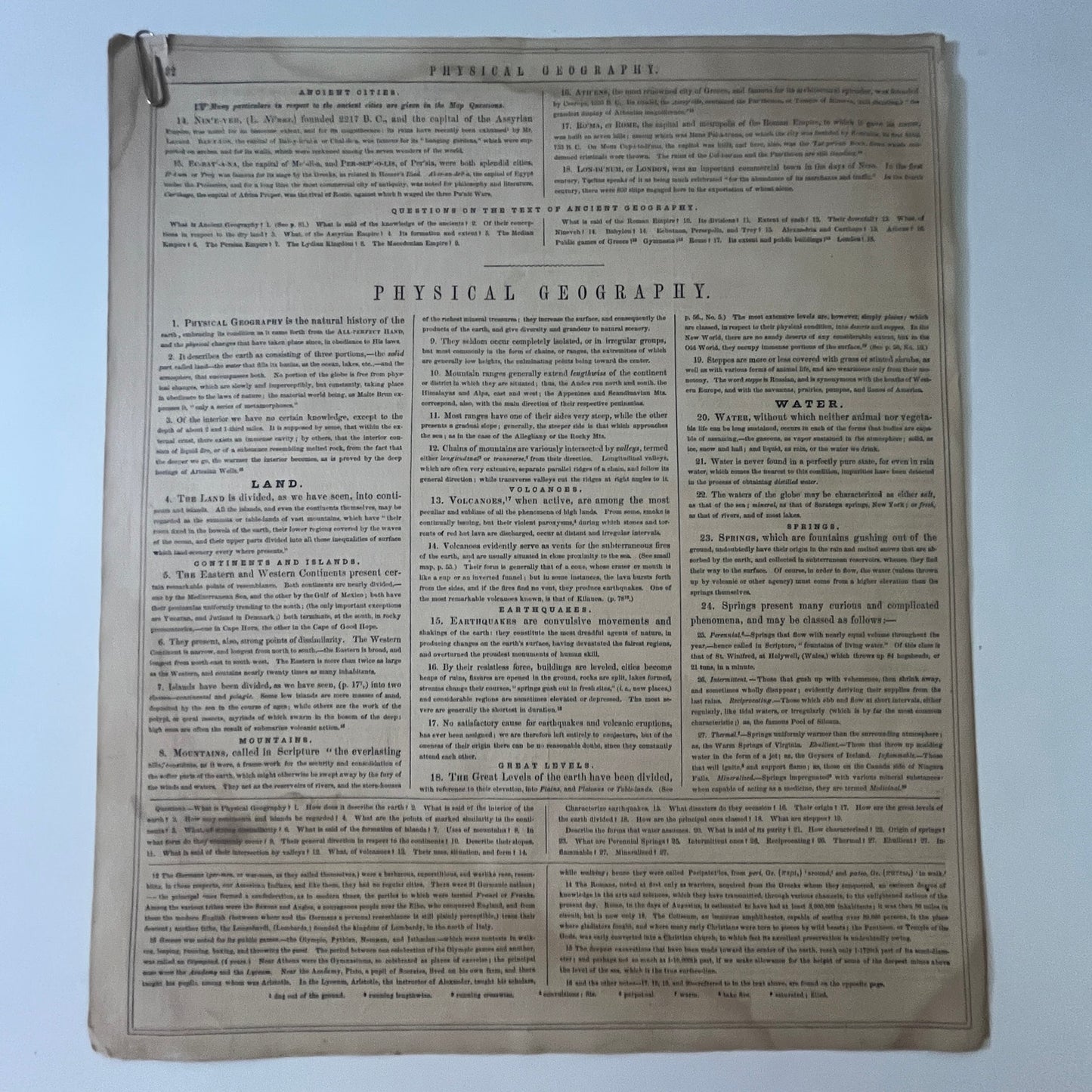 Original 1866 Physical Geography Description 2 Page Roswell Smith Engraved V27-4