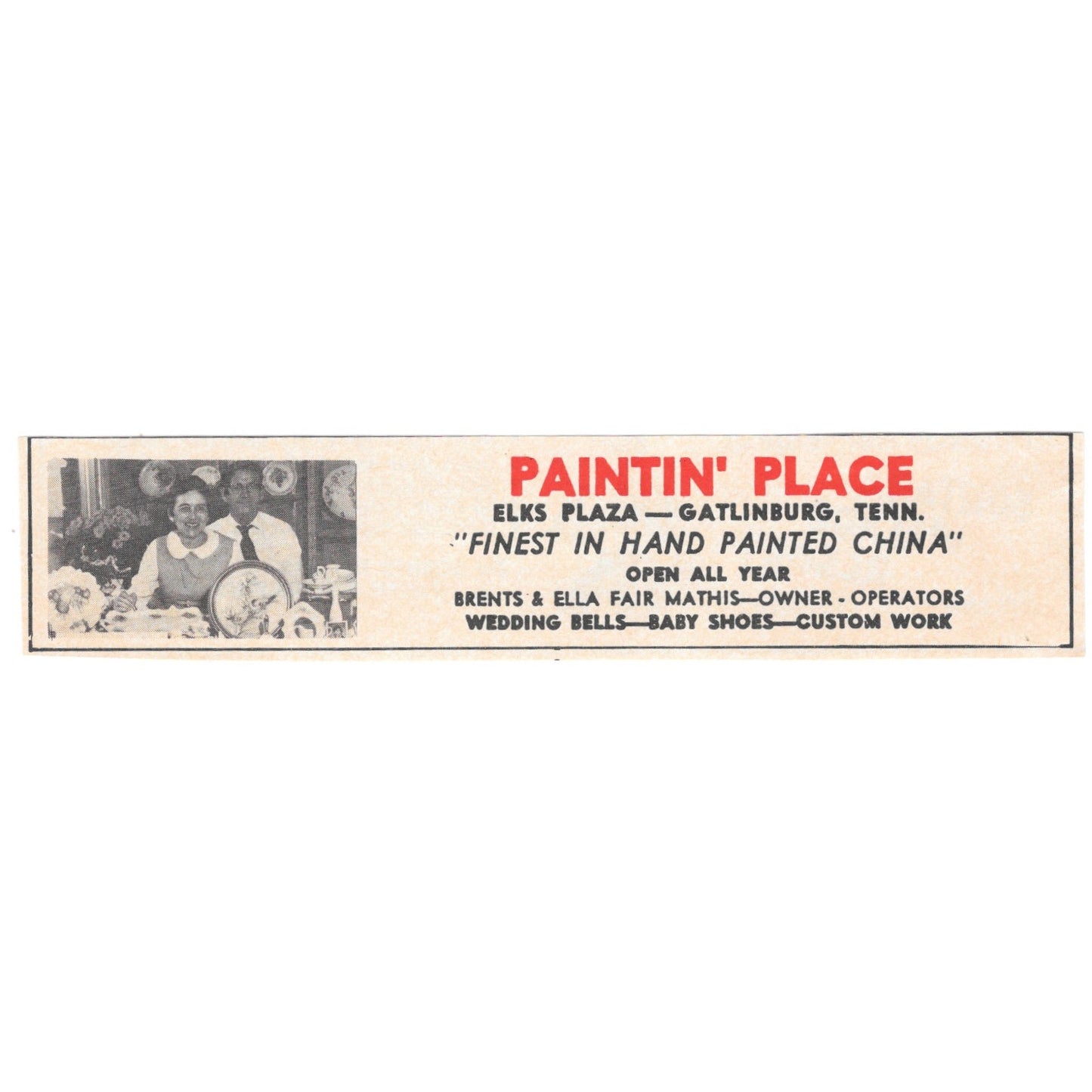 Paintin' Place Elks Plaza Gatlinburg TN 1973 Magazine Ad AD8-B9