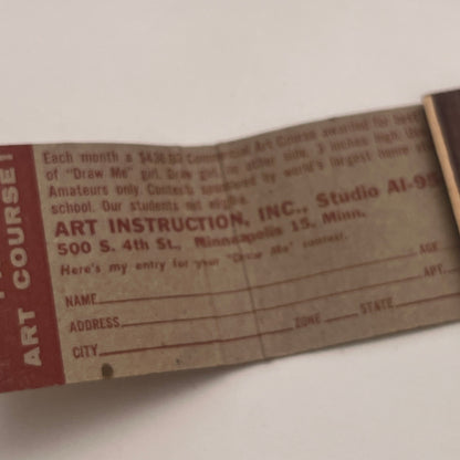 Draw Me Contest Art Instruction Inc Minneapolis MN Matchbook Cover TB8-MB2-7