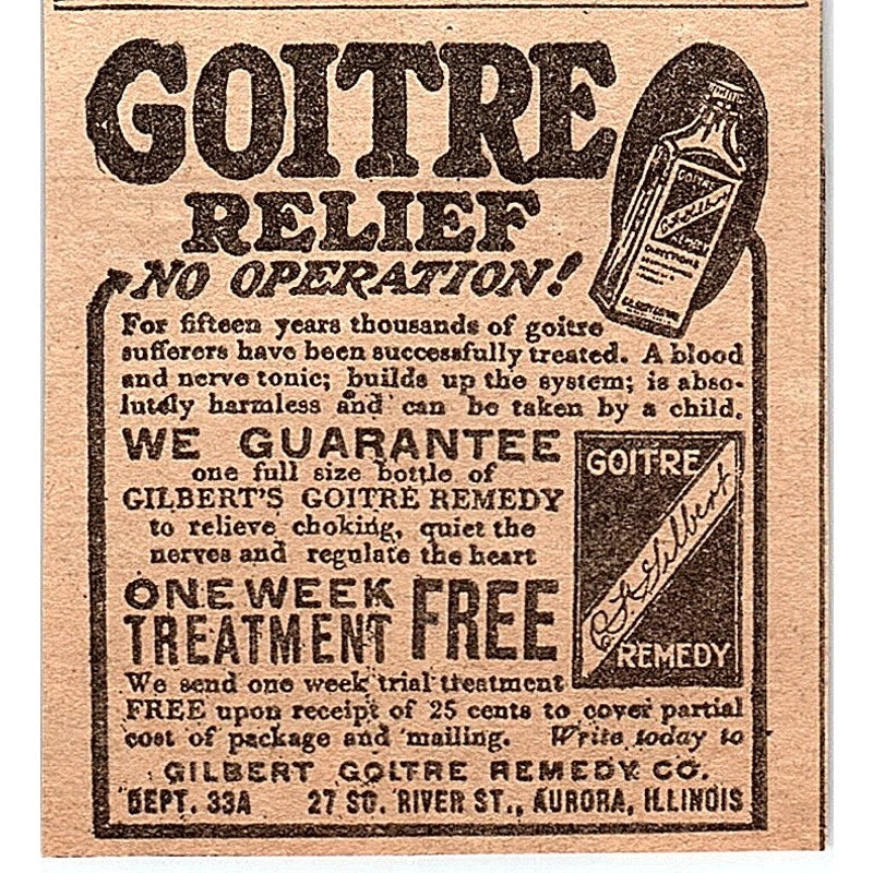 Gilbert Goitre Remedy Co Aurora Illinois 1926 Ad AG3-M2