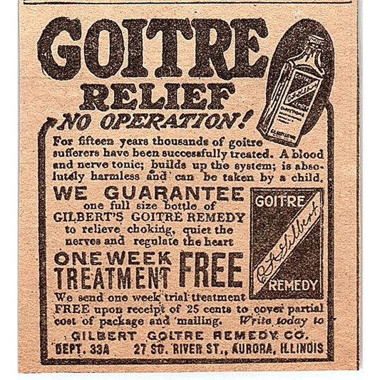 Gilbert Goitre Remedy Co Aurora Illinois 1926 Ad AG3-M2