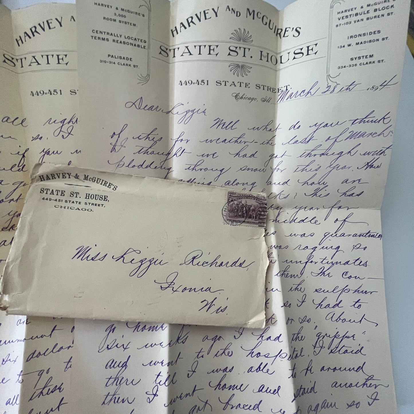 1894 Harvey & McGuire's State St. House Chicago Handwritten Letter AI9-H5