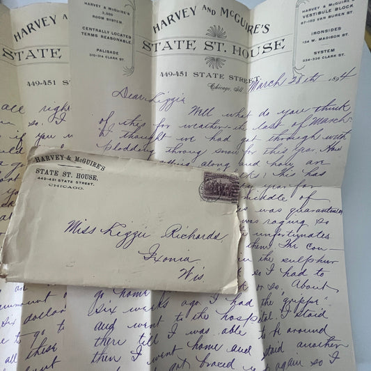 1894 Harvey & McGuire's State St. House Chicago Handwritten Letter AI9-H5