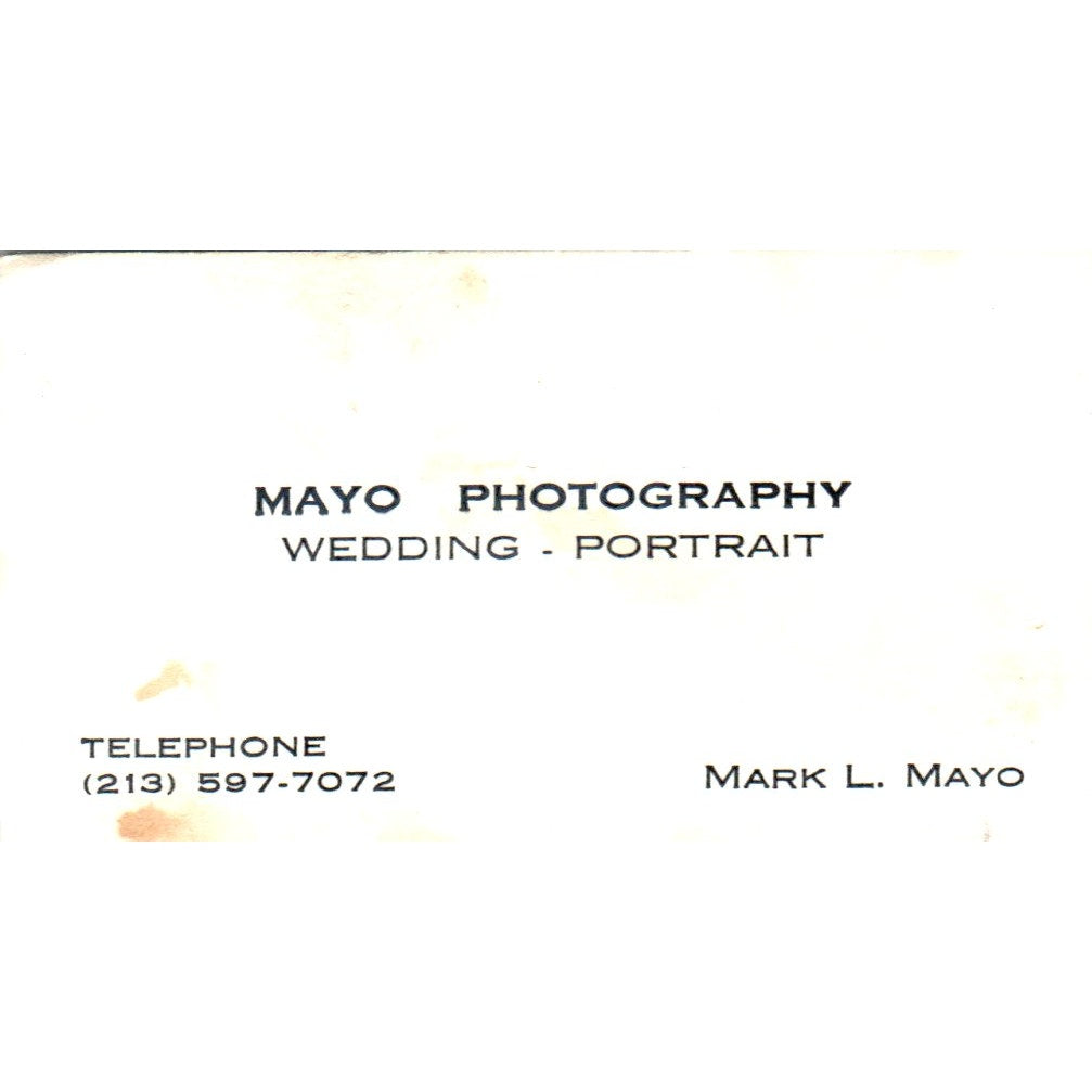 Mark L. Mayo Photography Wedding Portrait Los Angeles Vtg Business Card SD8-B17