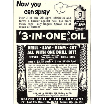 Beaver Drill and Tool Co Oil Spray Kansas City MO 1955 Ad AF9-M2