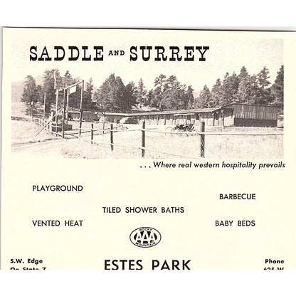 Saddle and Surrey Estes Park CO 1958 Ad AG1-H4