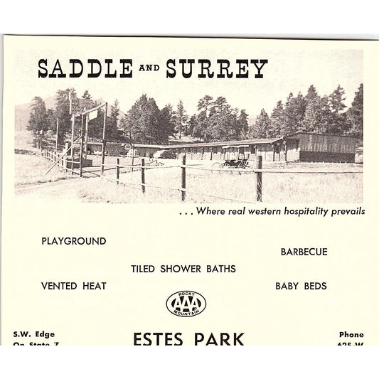 Saddle and Surrey Estes Park CO 1958 Ad AG1-H4