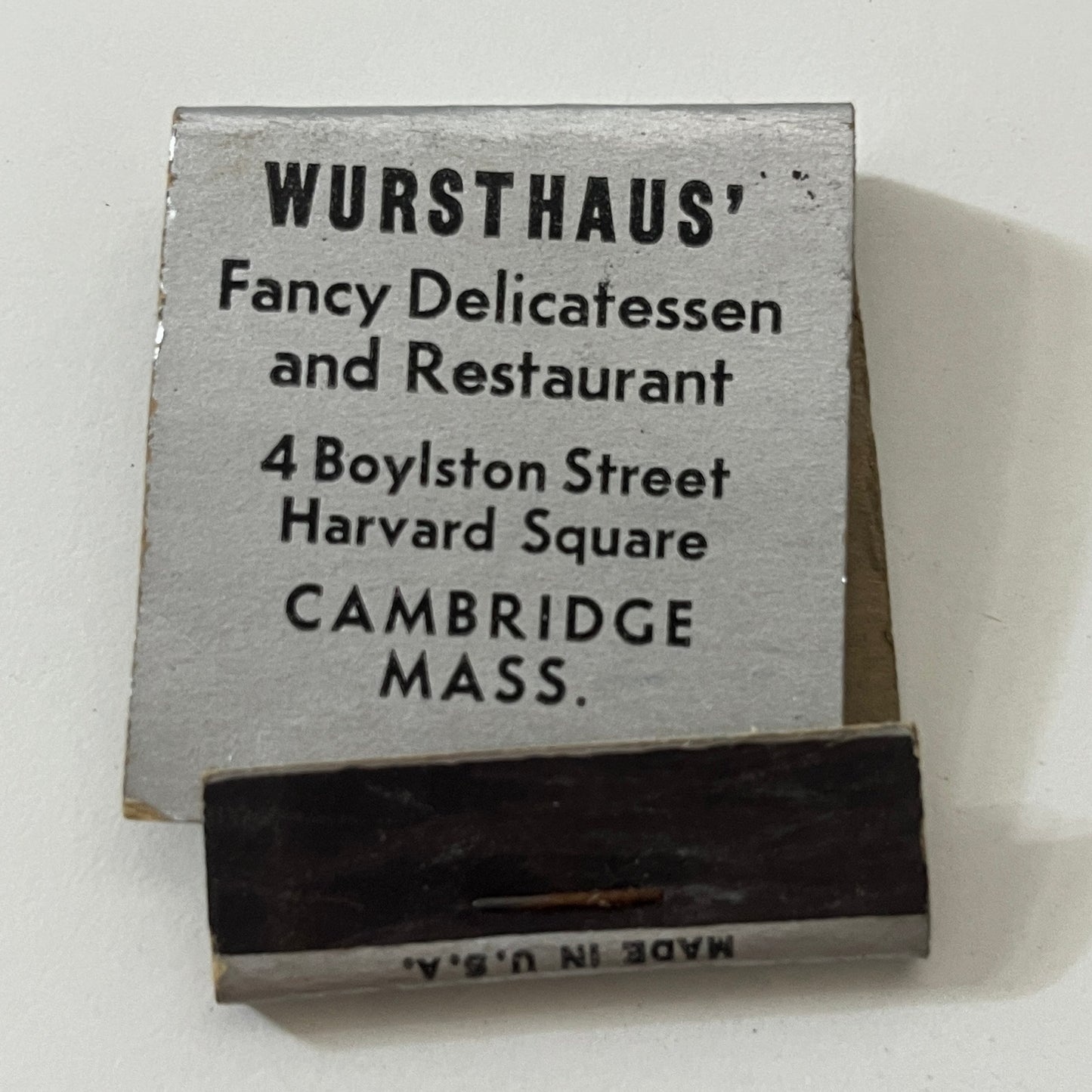 Wursthaus Delicatessen Cambridge MA Vintage Matchbook Cover TB6-MB1-1