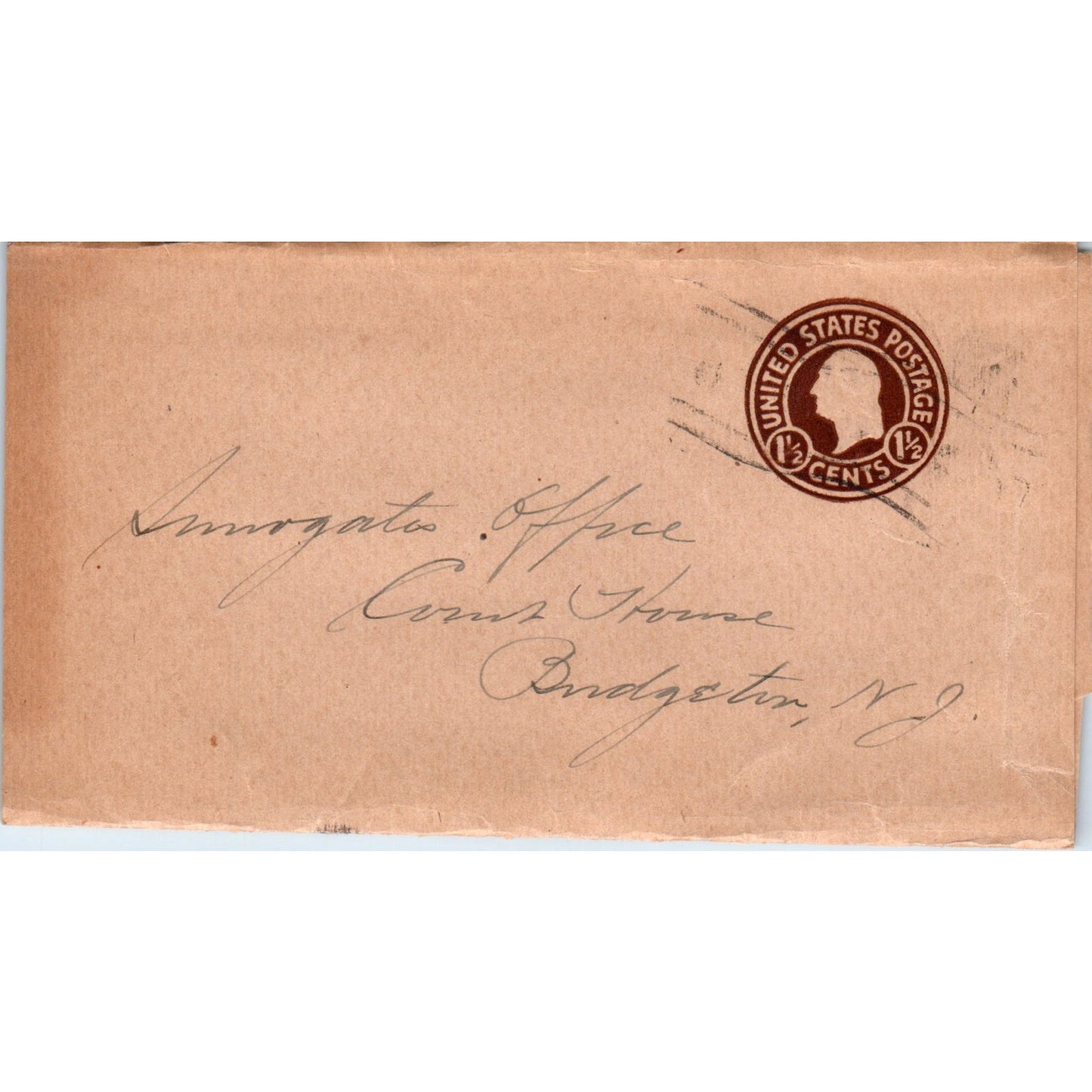 Antique Bridgeton NJ 1 1/2 Cent Stamp Postal Cover Ai5-PCL