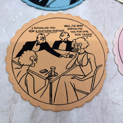 Vintage Bridge Coaster Illustrated Humor Cartoon Set of 4 TH9-BC-7