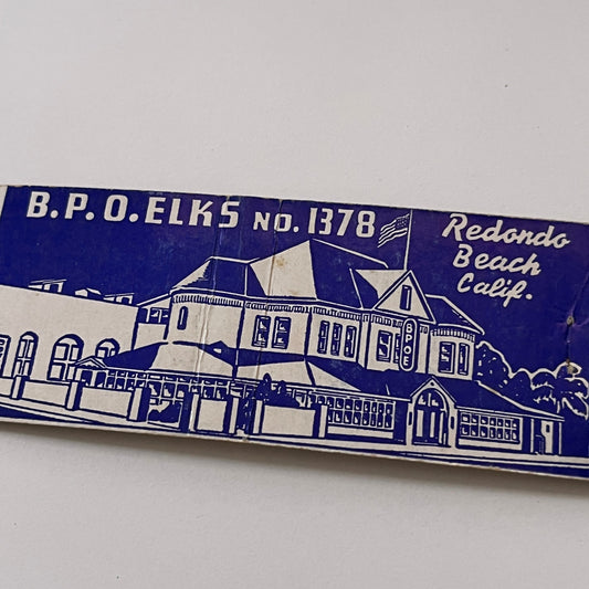 BPO Elks No. 1378 Redondo Beach CA Vintage Matchbook Cover TB6-MB2-1