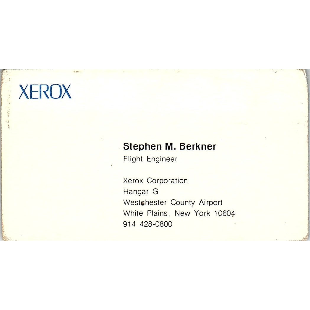 Xerox Corporation Stephen M. Berkner White Plains New York Business Card SB4-B10