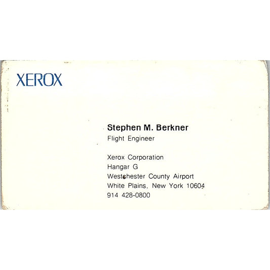 Xerox Corporation Stephen M. Berkner White Plains New York Business Card SB4-B10