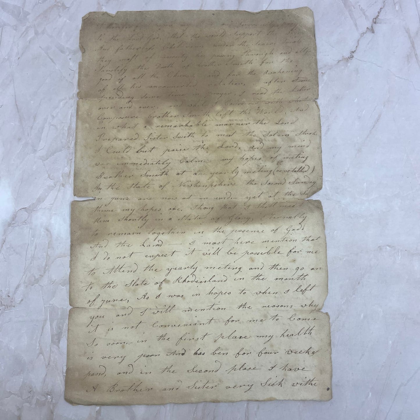 c1830 Handwritten Funeral Document Burrillville Rhode Island AE6