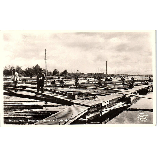 Indalsälven Sortering Bommar Vid Lövudden RPPC German Antique Postcard PE9