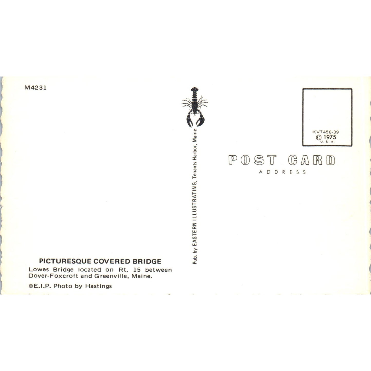 Lowes Bridge Dover-Foxcroft Greenville Maine Covered Bridge Postcard PC6