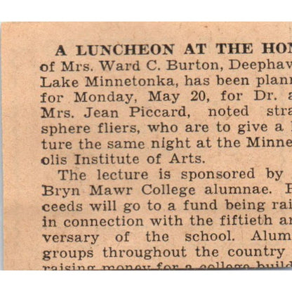 Old Orchard Bridge Luncheons Wildhurst Lake Minnetonka 1935 Newspaper Ad AE7-H2