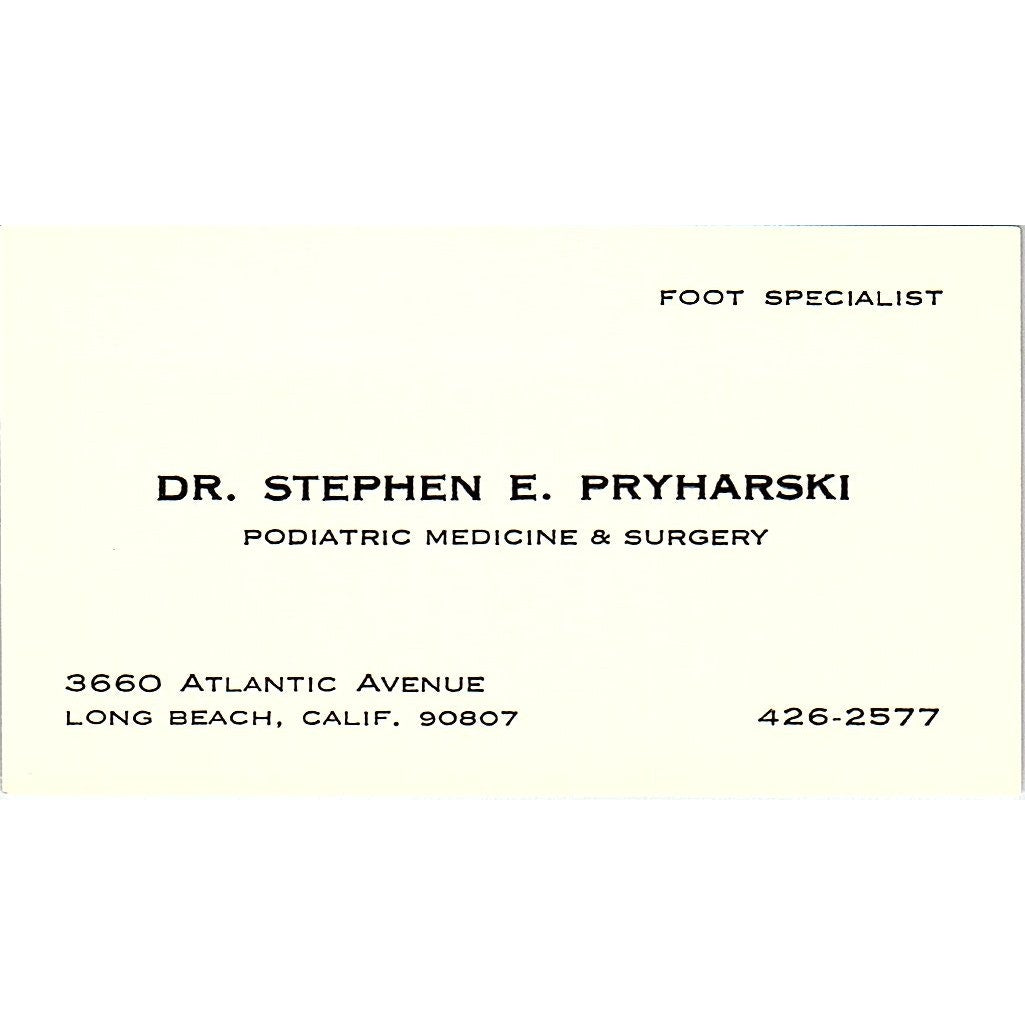 Podiatric Medicine and Surgery, Dr. Stephen  Long Beach, CA Business Card SF3-B9