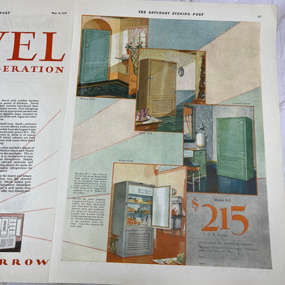 Servel Electric Refrigeration 2 Pages 1928 Original Magazine Advertisement FL6-8