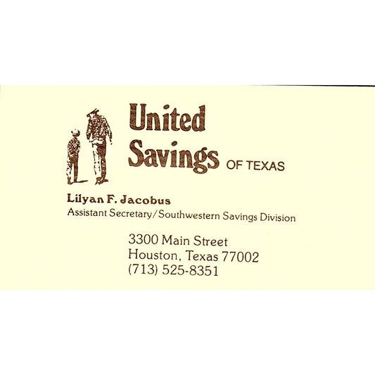 United Savings Of Texas Lilyan F Jacobus Houston TX Business Card SB4-B10