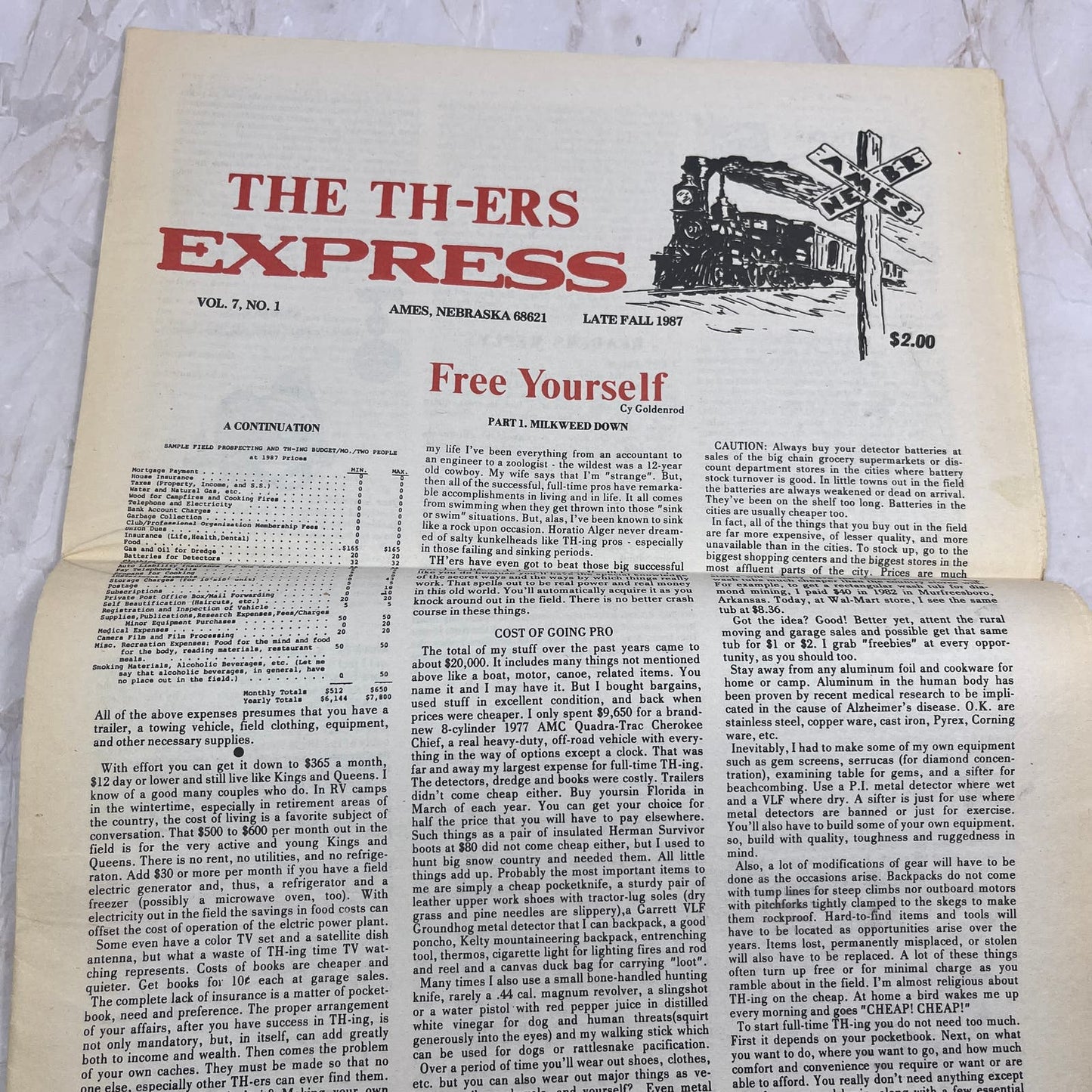 1987 Vol 7 No 1 TH-ers Express Treasure Hunting Newspaper Fremont NE M20