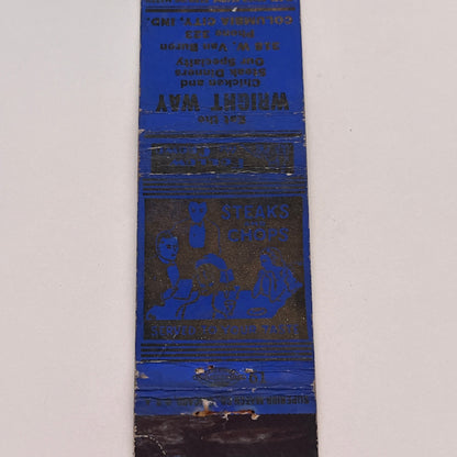 Wright Way Chicken Dinners Columbia City IN Vintage Matchbook Cover TB6-MB2-3
