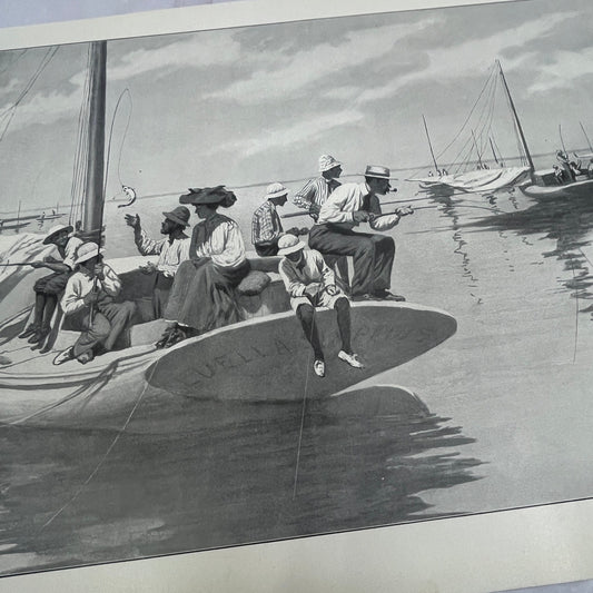 Fishing Off Long Point - Original 1904 A.B. Frost Art Print V14-3